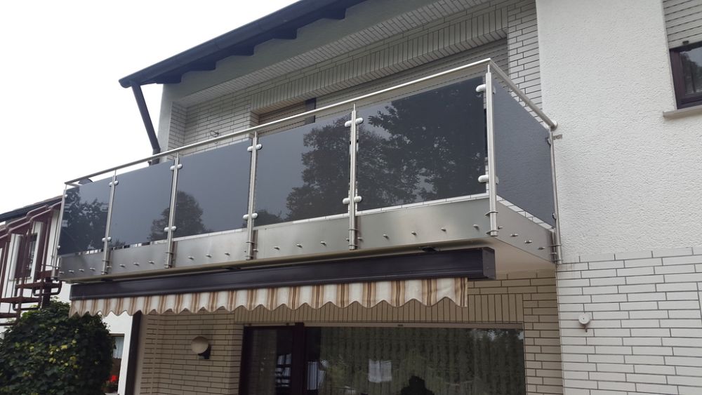 Balkongeländer Glas Grau